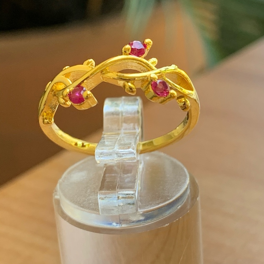 Floral Plated Gold Engagement Ring